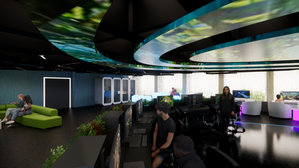 Designing Esports room interiors (gaming rooms) for university student accommodation contexts — wellness spaces + gym consultants